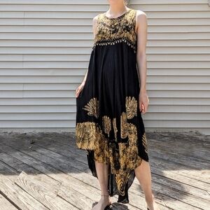 Y2k Boho Hippie Tie-dye Embroidered Flowy Dress